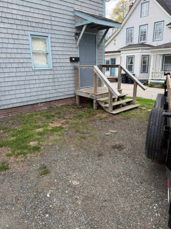 Porch cleanup after unwanted items were removed